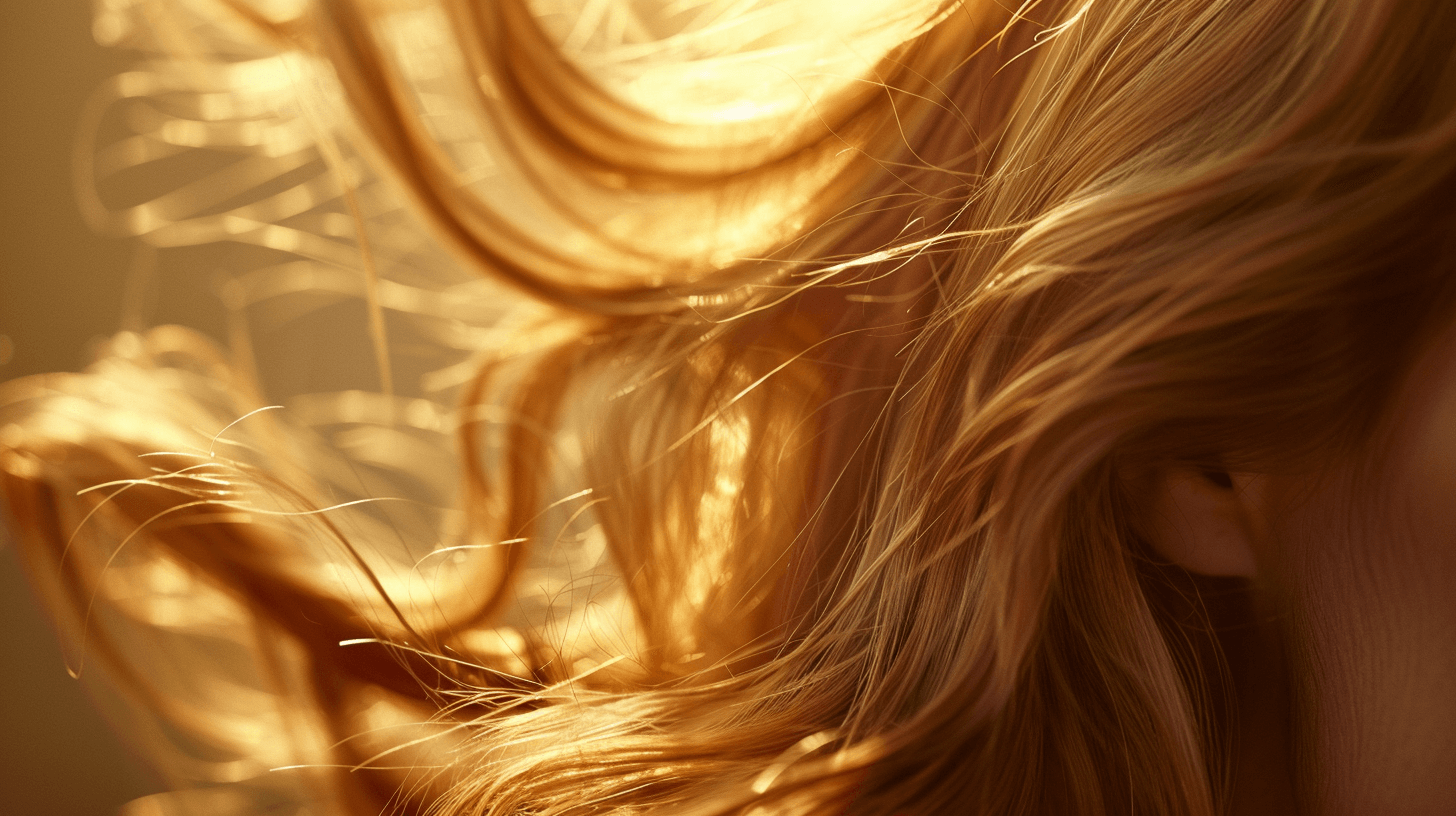 A bottle of argan oil with hair strands tangled around it, showcasing the benefits of argan oil for hair detangling.