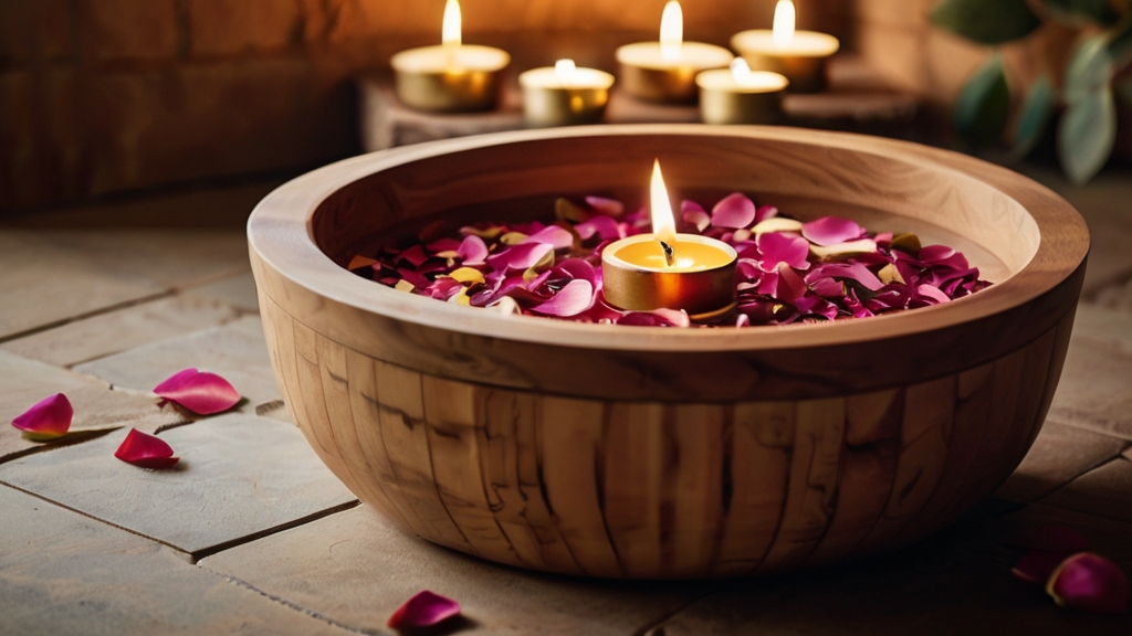 Moroccan Rituals Using Argan Oil 6 Argan oil, surrounded by flickering candles and delicate rose petals.