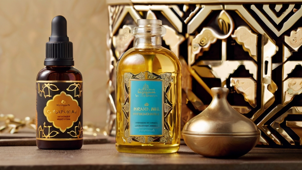Moroccan Rituals Using Argan Oil 4 Luxurious Argan oil surrounded by vibrant Moroccan motifs.