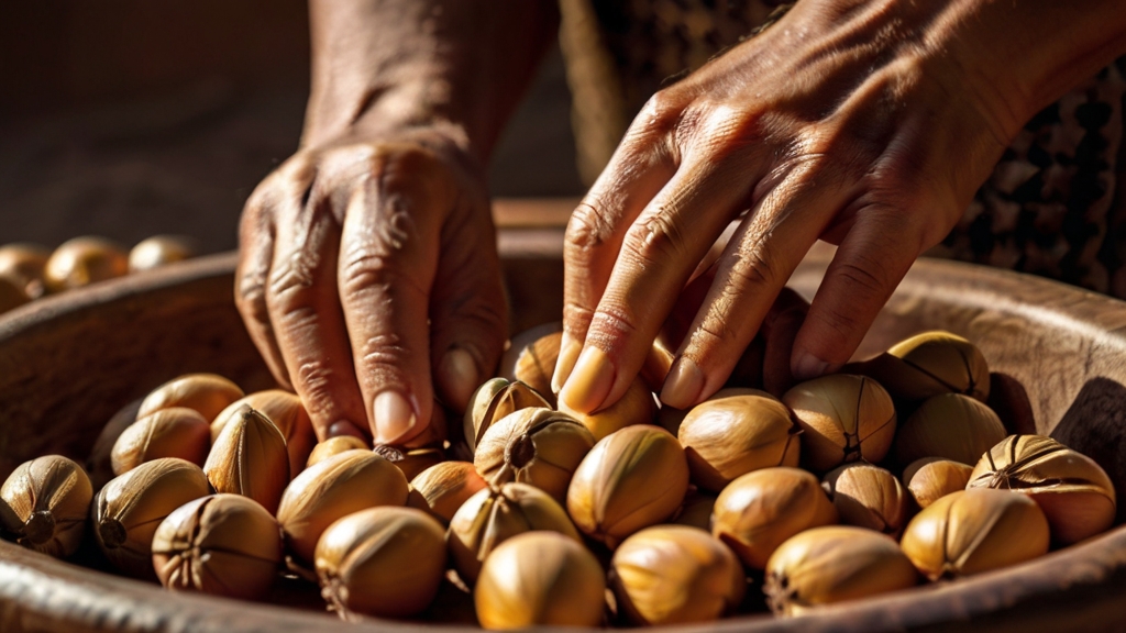 Local Wisdom on Argan Oil Purity 3 Skilled artisans carefully extract the oil from the nuts.