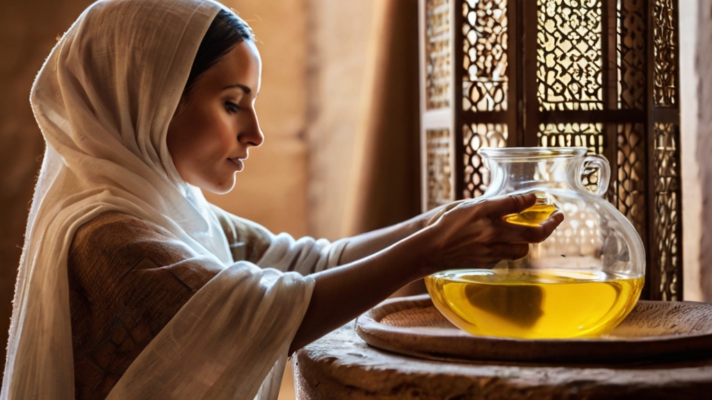 Berber Artisanal Argan Oil Processes 8 Intricate process of filtering and clarifying Berber artisanal argan oil.