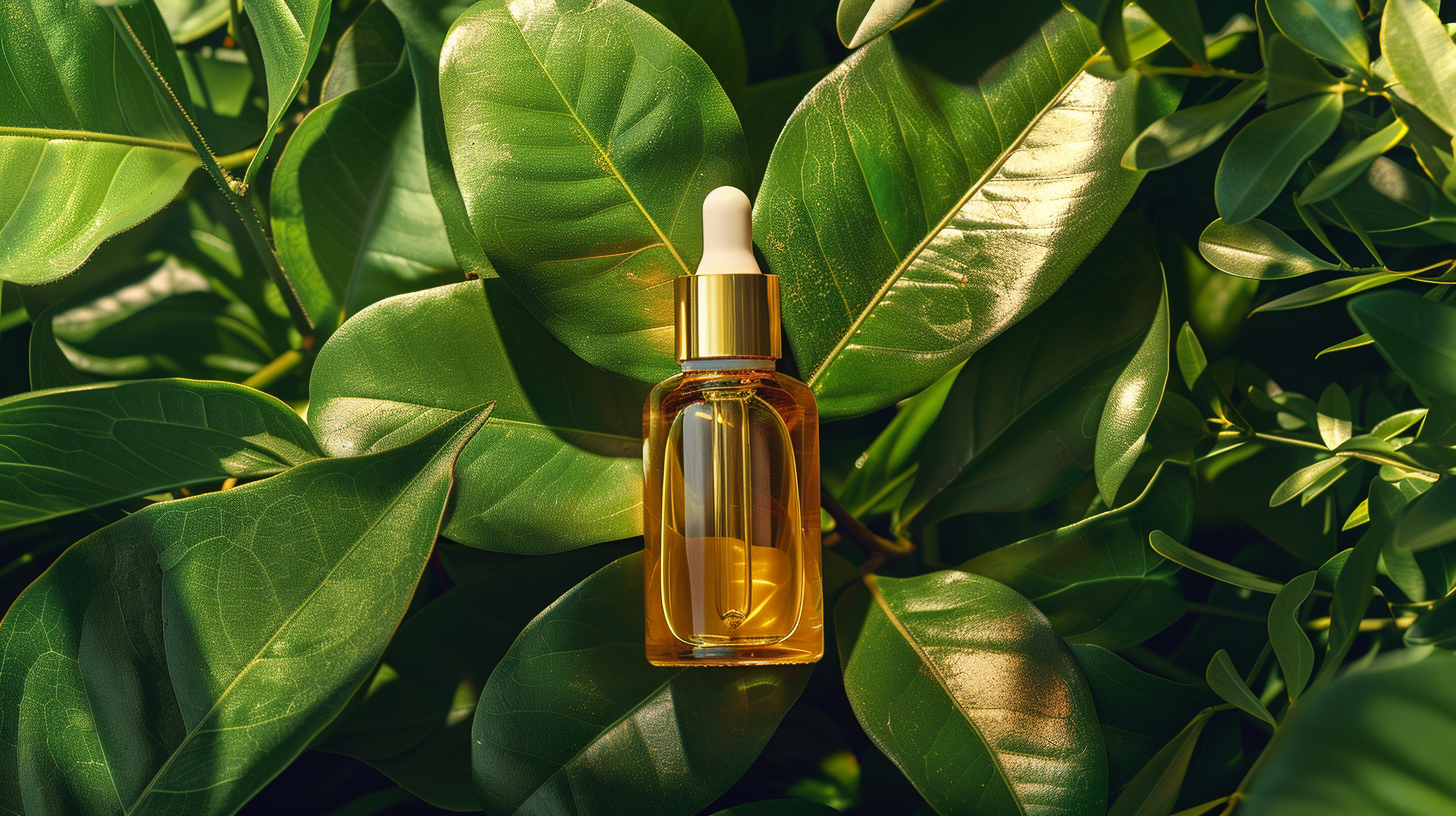 Authentic Moroccan Argan Oil Uses 7 An image of argan oil in leaf.