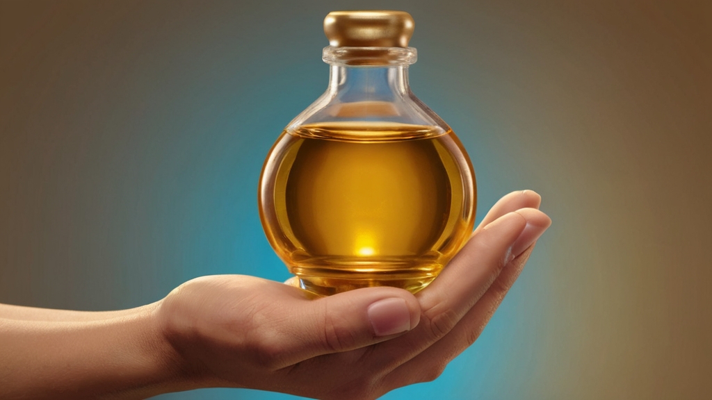 Local Wisdom on Argan Oil Purity 7 A hand holding a glass bottle filled with golden, unadulterated argan oil.