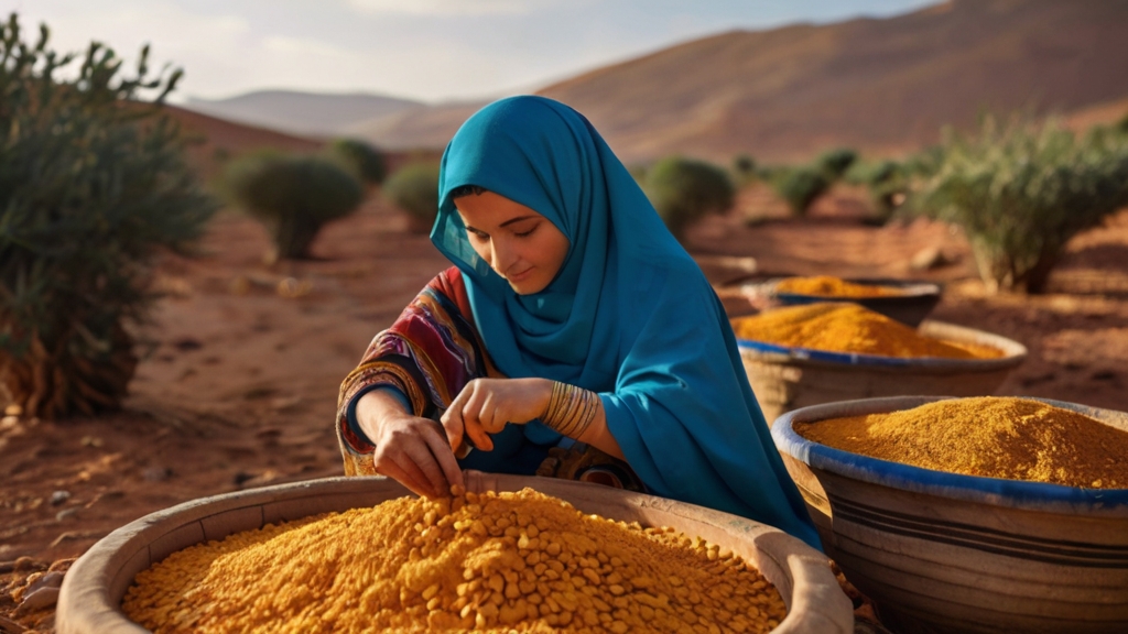 Argan Oil Harvest by Berber Women 2 An image of berber woman checking argan.