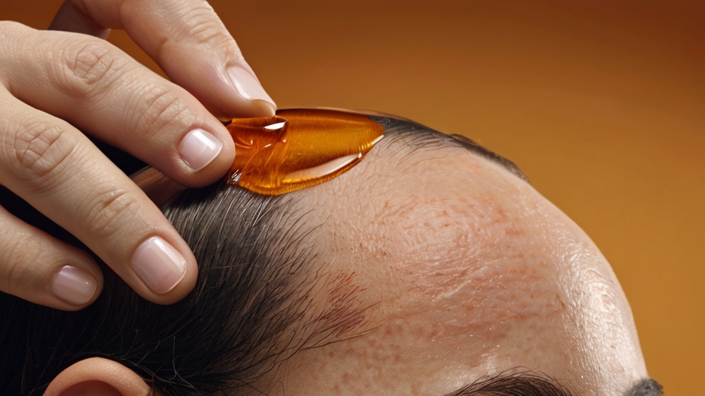 A person's scalp with red, inflamed patches of psoriasis.