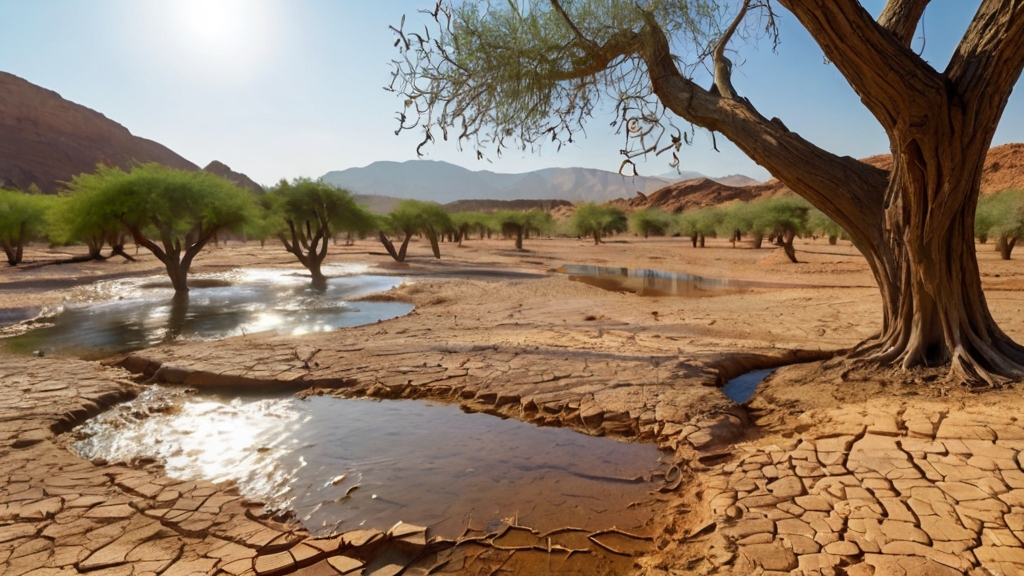 Argan Tree Harvesting Environmental Impact 5 A cracked ground to portray the severe water depletion caused by argan tree harvesting.